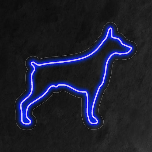 "Doberman Neon Sign" lyser upp med ett häftigt sken och ger ditt utrymme styrkan och lojalitet som förknippas med denna ikoniska hundras, perfekt för hundälskare och miljöer med husdjurstema.