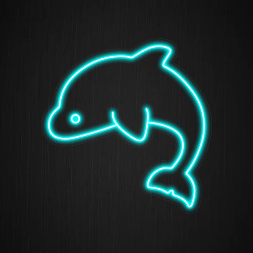 "Dolphin Neon Sign" lyser upp med ett lekfullt sken och ger ditt utrymme glädjen och elegansen hos dessa marina varelser, vilket gör den idealisk för havsentusiaster och miljöer med marint tema.