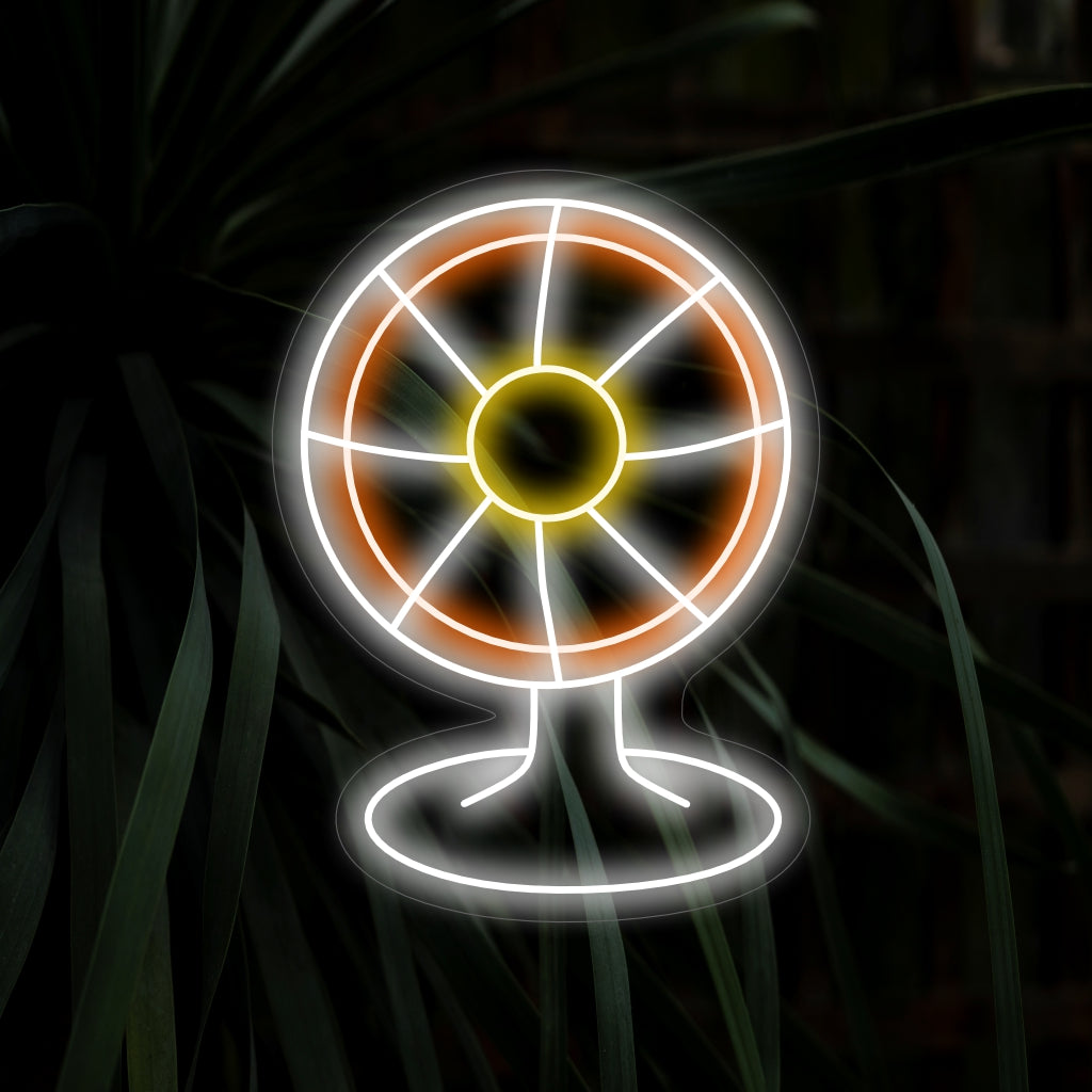 "Electric Fan Neon Sign" lyser upp med en cool retroglöd, perfekt för vintagebutiker och vitvarubutiker, som visar upp den klassiska charmen hos elektriska fläktar.
