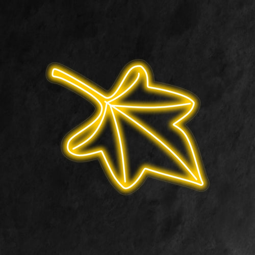 "Fall Leaf Neon Sign" lyser upp med varma hösttoner, perfekt för säsongsinredning och utrymmen som firar höstens skönhet.