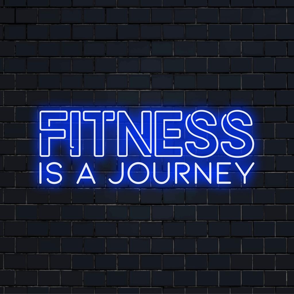 Anpassad LED-neonskylt som läser Fitness Is A Journey, perfekt för att lägga till motiverande neonljusdekor till ditt utrymme.