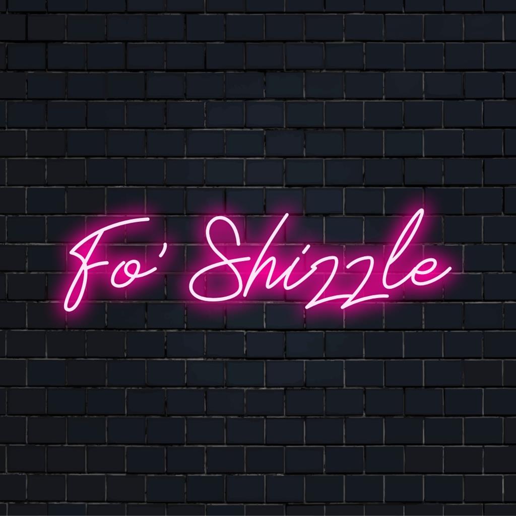 En livlig anpassad LED-neonskylt med Fo' Shizzle, perfekt för att lägga till personlig neonljusdekor till alla utrymmen.