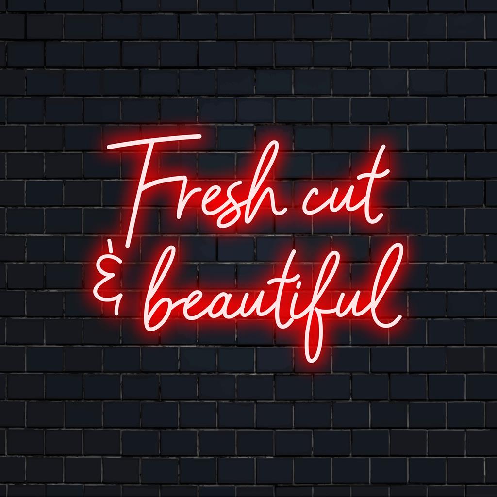Anpassad LED-neonskylt ��� Fresh Cut Vackra vibbar utstrålar med livfull färgglöd, perfekt för unik neondekoraccent.
