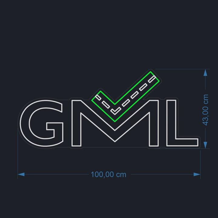 Illustrative 100 × 43 cm medium logo neon mockup
