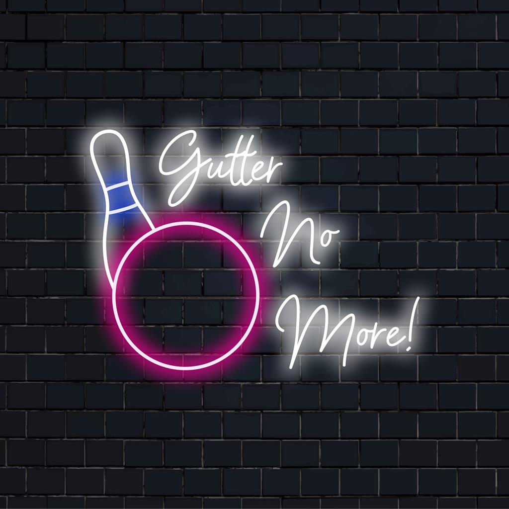 Färgglada LED neonskyltar stavning Gutter No More, perfekt för företag; en enastående del av neonljusdekor.