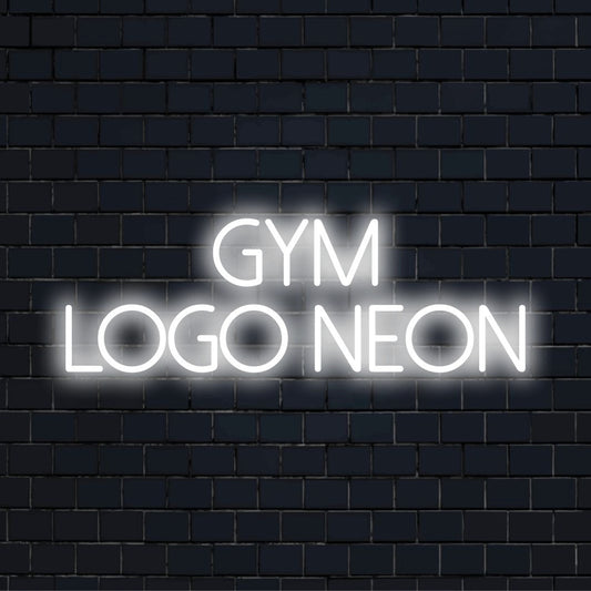 Custom LED neon logo sign with text "Gym Logo Neon"