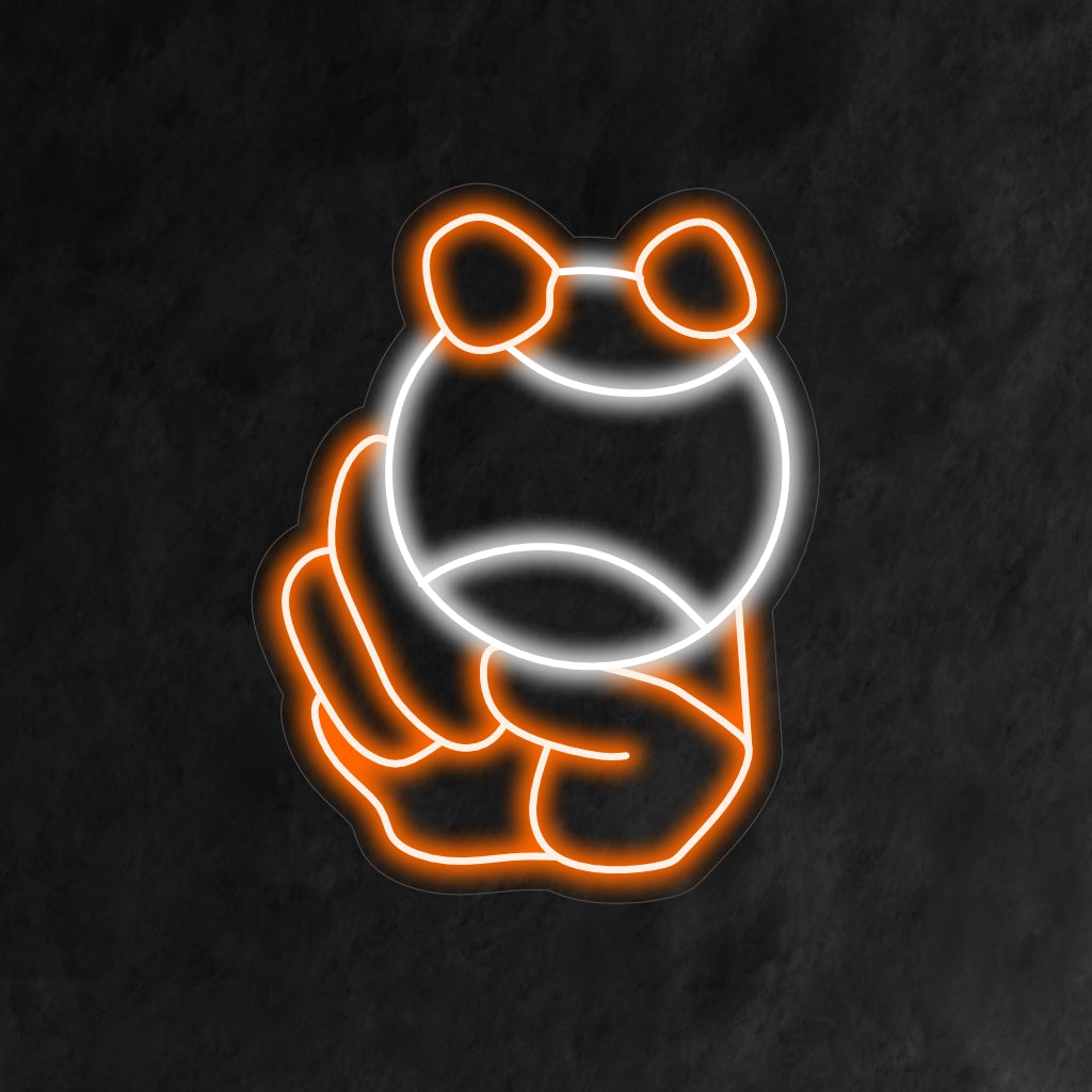 "Hand Holding Baseball Neon Sign" - Capturing the spirit of the game, perfect for sports bars and baseball-themed spaces, celebrating the love of baseball and the excitement of the sport.