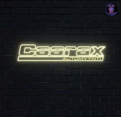 Räätälöity LED-neonkyltti – Caarax Automyynti 60 × 13 cm