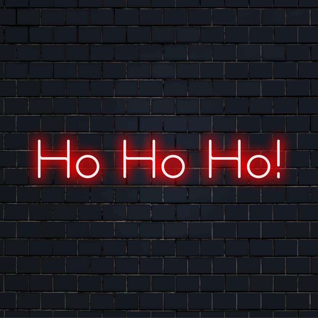 Ljusa och festliga Ho Ho Ho! LED neonskylt perfekt för semesterinredning; en livlig neonlampa för ditt utrymme.