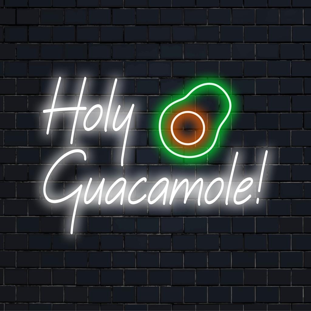 Vibrerande Holy Guacamole LED neonskylt; perfekt neondekorkonversationsstartare för ditt utrymme.