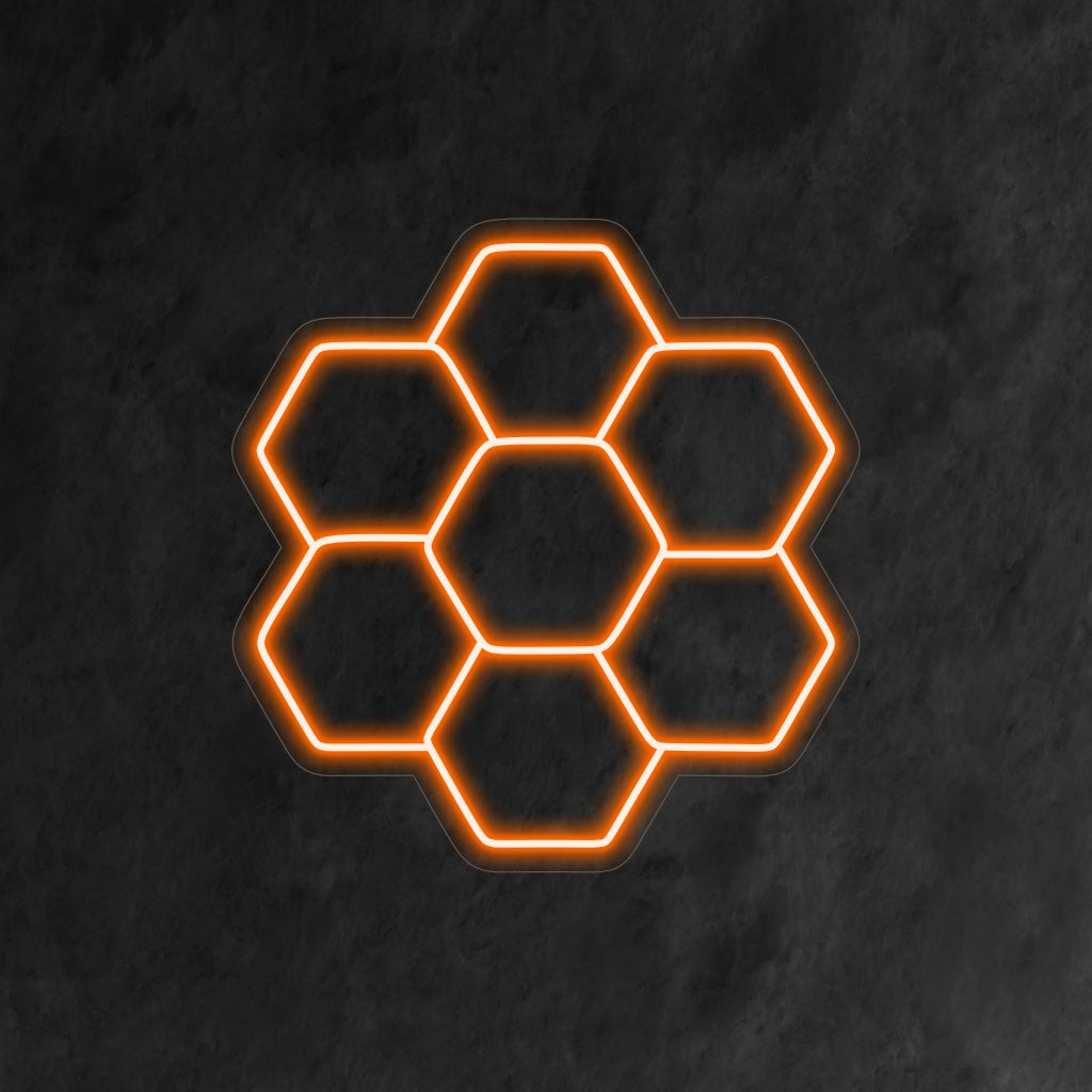 "Honeycomb Neon Sign" - Ett sött och elegant tillskott för kaféer och dessertbutiker med honungstema, med det invecklade mönstret av honeycombs för en elegant och varm atmosfär.
