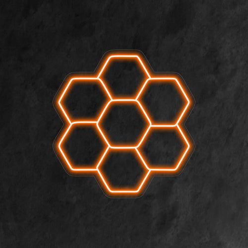 "Honeycomb Neon Sign" - Ett sött och elegant tillskott för kaféer och dessertbutiker med honungstema, med det invecklade mönstret av honeycombs för en elegant och varm atmosfär.