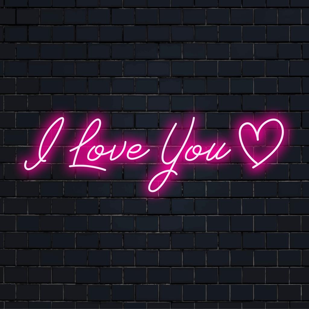 Hjärtligt anpassad LED-neonskylt med frasen I Love You; perfekt för personlig inredning och uttrycksfull neonväggkonst.