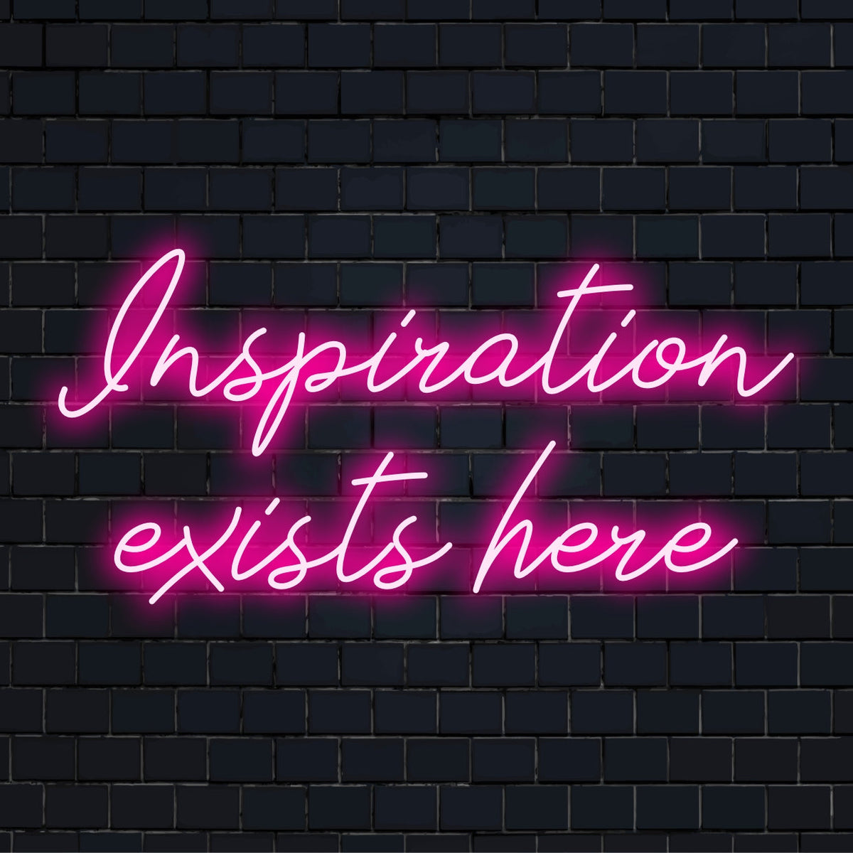 Anpassad LED neonskylt med Inspiration Exist Here elegant manus, perfekt neonljusdekor för kreativa utrymmen.