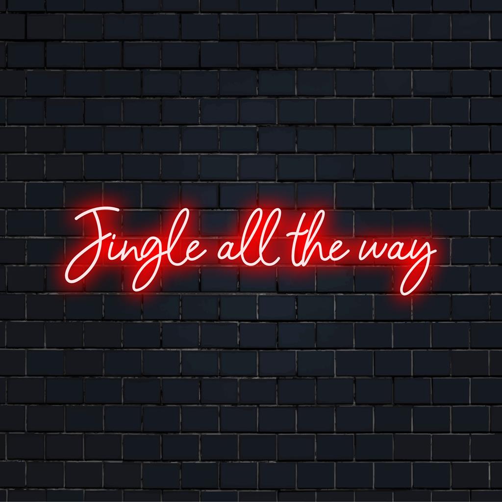 Jingle All The Way LED Neon: Ljus och festlig neonväggkonst för semesterinredning, perfekt anpassad belysning för fester.