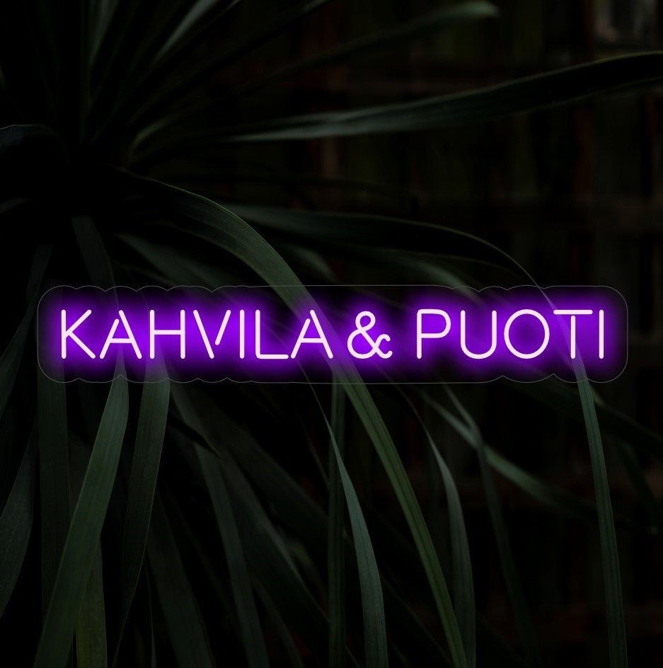 "Kahvila & Puoti Neonskylt" - Förvandla ditt utrymme med den inbjudande glöden från denna nordisk-inspirerade neonskylt, perfekt för kaféer och butiker.