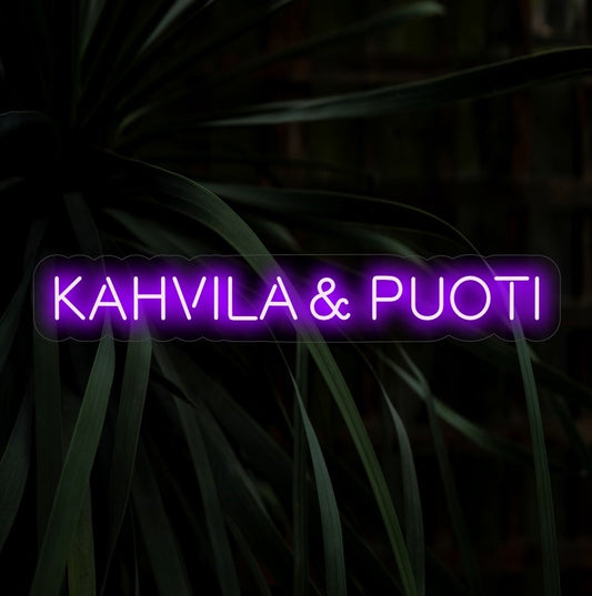 "Kahvila & Puoti Neonskylt" - Förvandla ditt utrymme med den inbjudande glöden från denna nordisk-inspirerade neonskylt, perfekt för kaféer och butiker.