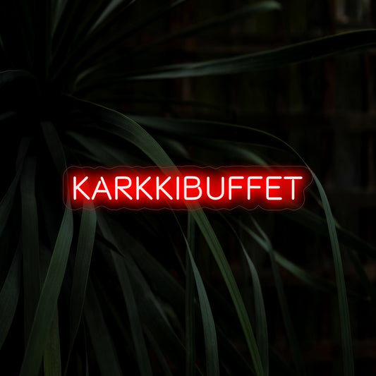 "Karkkibuffet Neon Sign" - Ingjuta sötma i ditt utrymme med denna förtjusande neonskylt, perfekt för att lyfta fram godisbufféer och desserthörn. Piffa upp atmosfären med en touch av söt charm.