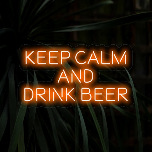 "Keep Calm And Drink Beer Neon Sign" - Ge ditt utrymme en chill atmosfär. Denna neonskylt utstrålar en avslappnad atmosfär och skapar den perfekta miljön för att koppla av och njuta av din favoritöl.