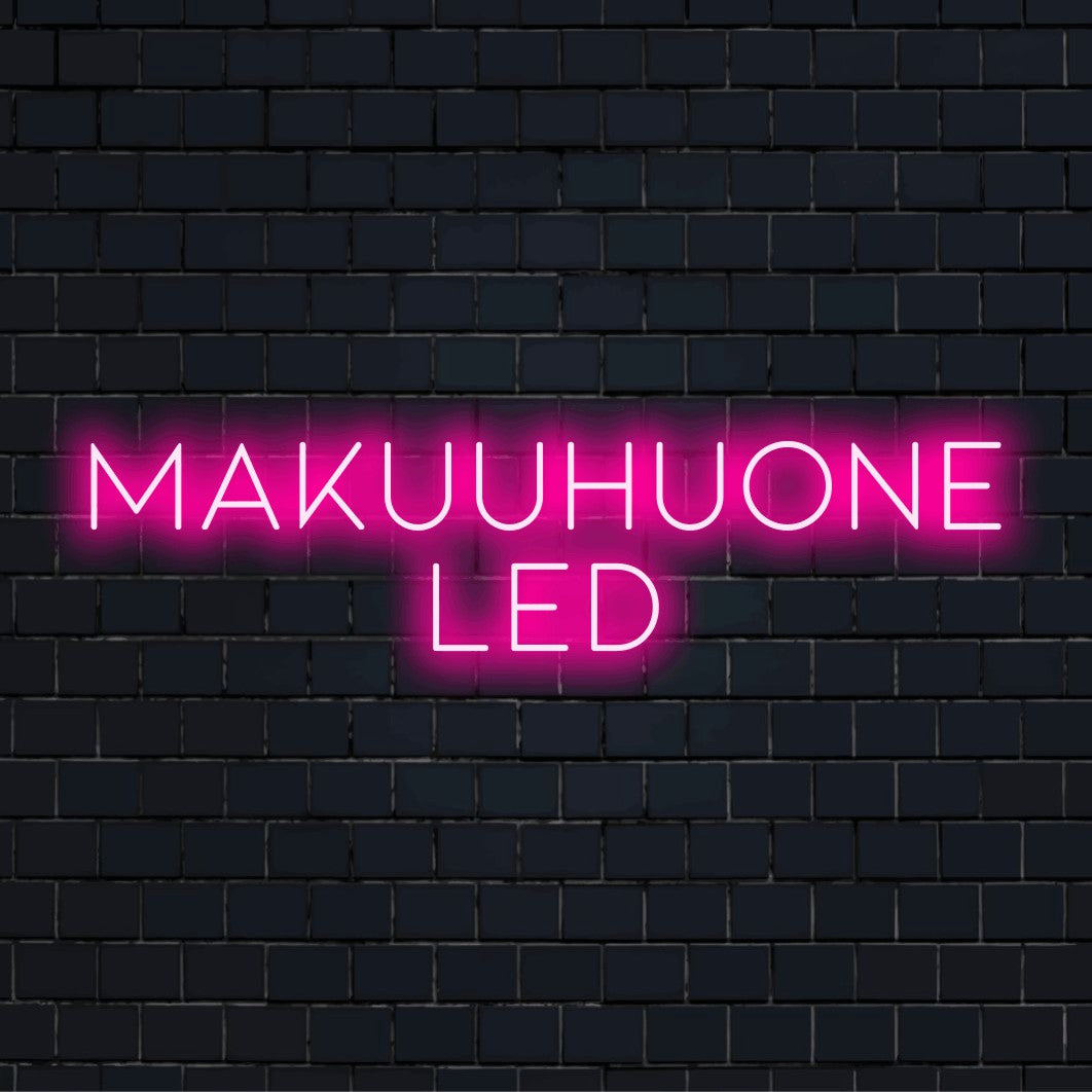 LED-valokyltti tekstillä "Makuuhuone LED"