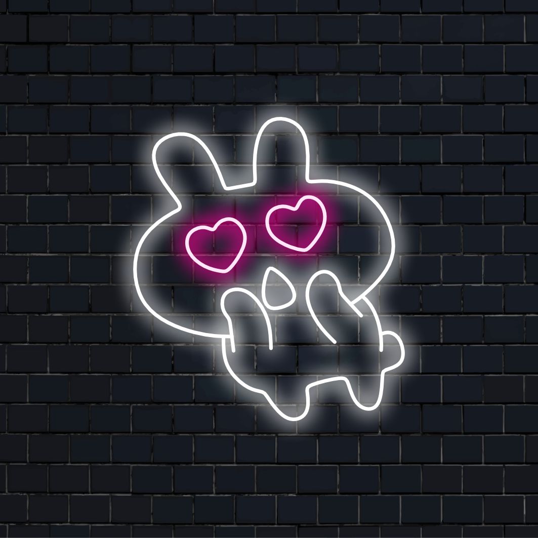 "Lovestruck Bunny Neon Sign" är ett bedårande och charmigt tillägg för utrymmen fyllda med nycker och kärlek. Lys upp med kanininspirerad förtrollning!