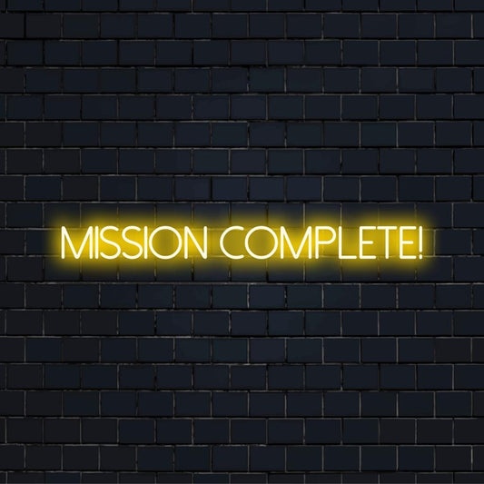Anpassad LED Neon Logga in dynamiskt "Mission Complete!" stil; perfekt neon väggkonst och unik dekoration.