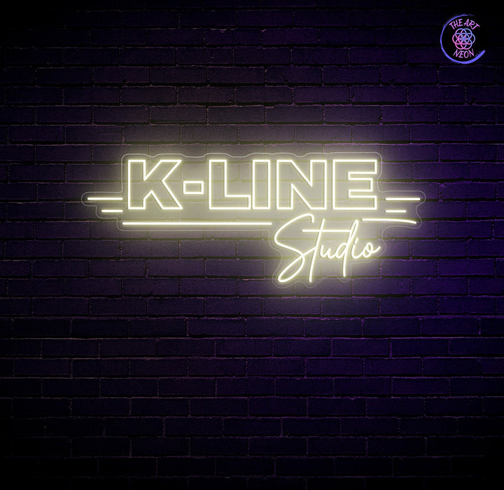 Illustrative 60 × 22 cm custom logo neon mockup