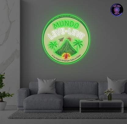 Letreiro LED Neon Personalizado – Mundo Leve-Leve (Neon + UV print)