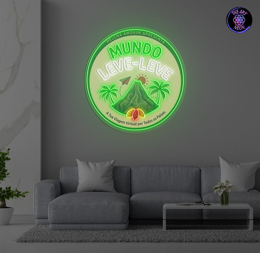 Letreiro LED Neon Personalizado – Mundo Leve-Leve (Neon + UV print)