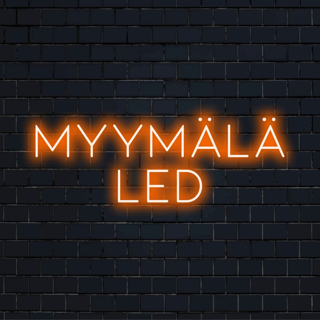 Personoitu LED-logokyltti tekstillä "Myymälä LED"