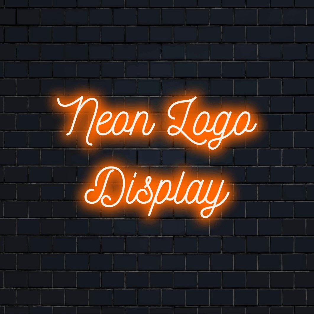 Custom LED neon logo sign with text "Neon Logo Display"