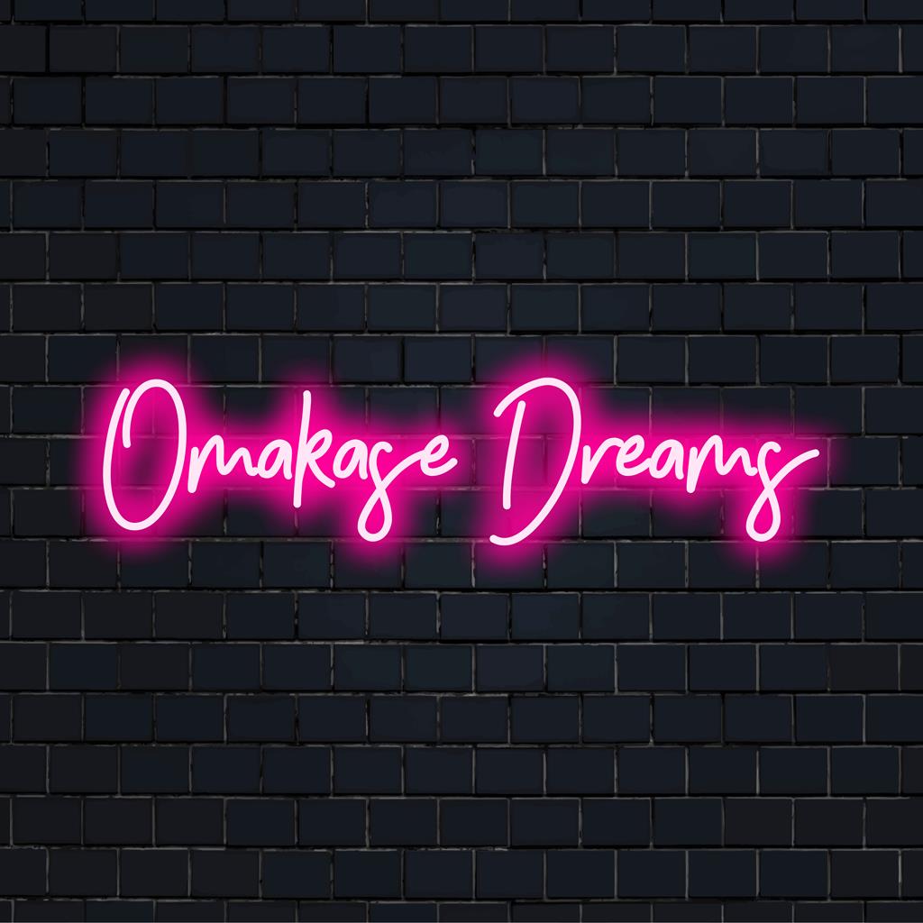 Vibrerande Omakase Dreams LED-neonskylt, en skräddarsydd pjäs som ger en elegant lyster till alla utrymmen med en unik konstfull design.