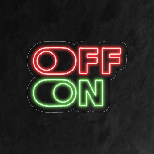 "On Off Neon Sign" är ett elegant och funktionellt tillägg, perfekt för utrymmen som uppskattar minimalistisk och modern design. Lys upp med praktisk och stil!