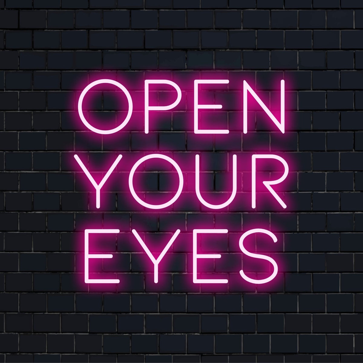 Skräddarsydd LED-neonskylt med Open Your Eyes-citat, perfekt för personlig inredning och iögonfallande väggkonst.