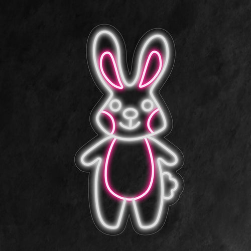 "Rabbit Neon Sign" är ett bedårande och nyckfullt tillägg, perfekt för utrymmen som hyllar kaninernas charm. Lys upp med sötheten och lekfullheten hos dessa lurviga varelser!