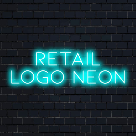 Custom LED neon logo sign with text "Retail Logo Neon"