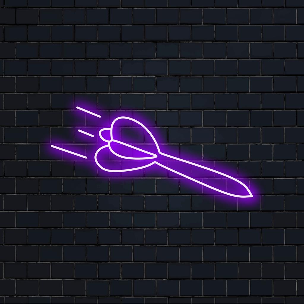 Livlig anpassad LED-neonskylt för Rocket Dart, perfekt för att lägga till en personlig touch till alla utrymmen. Neonljuskonst.
