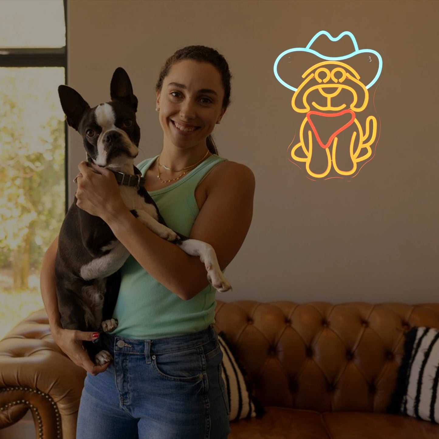 Cowboy Hund 5V USB LED Ljusskylt - Budgetvänlig