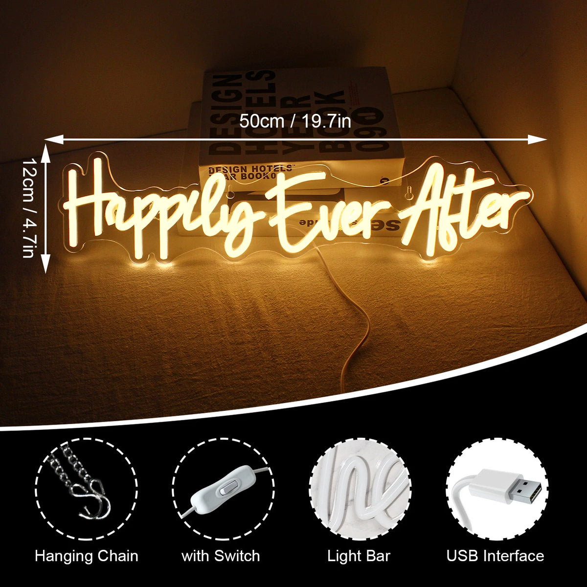 Happily Ever After – LED-neonskylt (5 V USB)