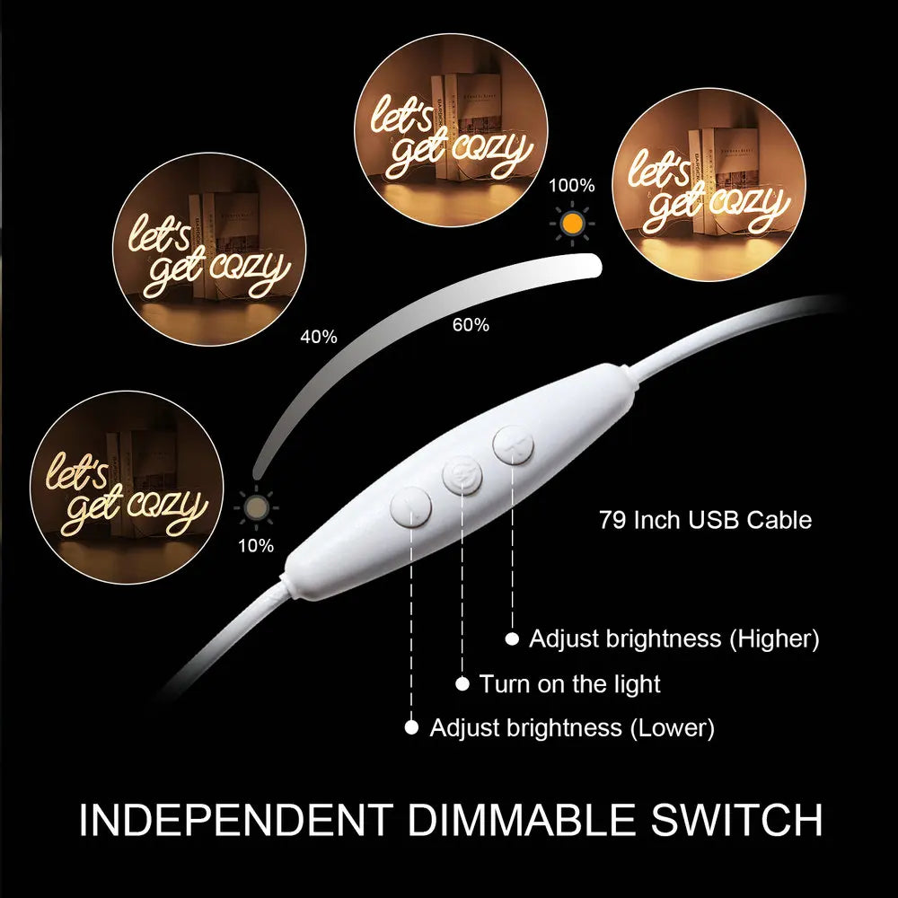 Let's Get Cozy 5V USB LED Ljusskylt - Prisvänlig