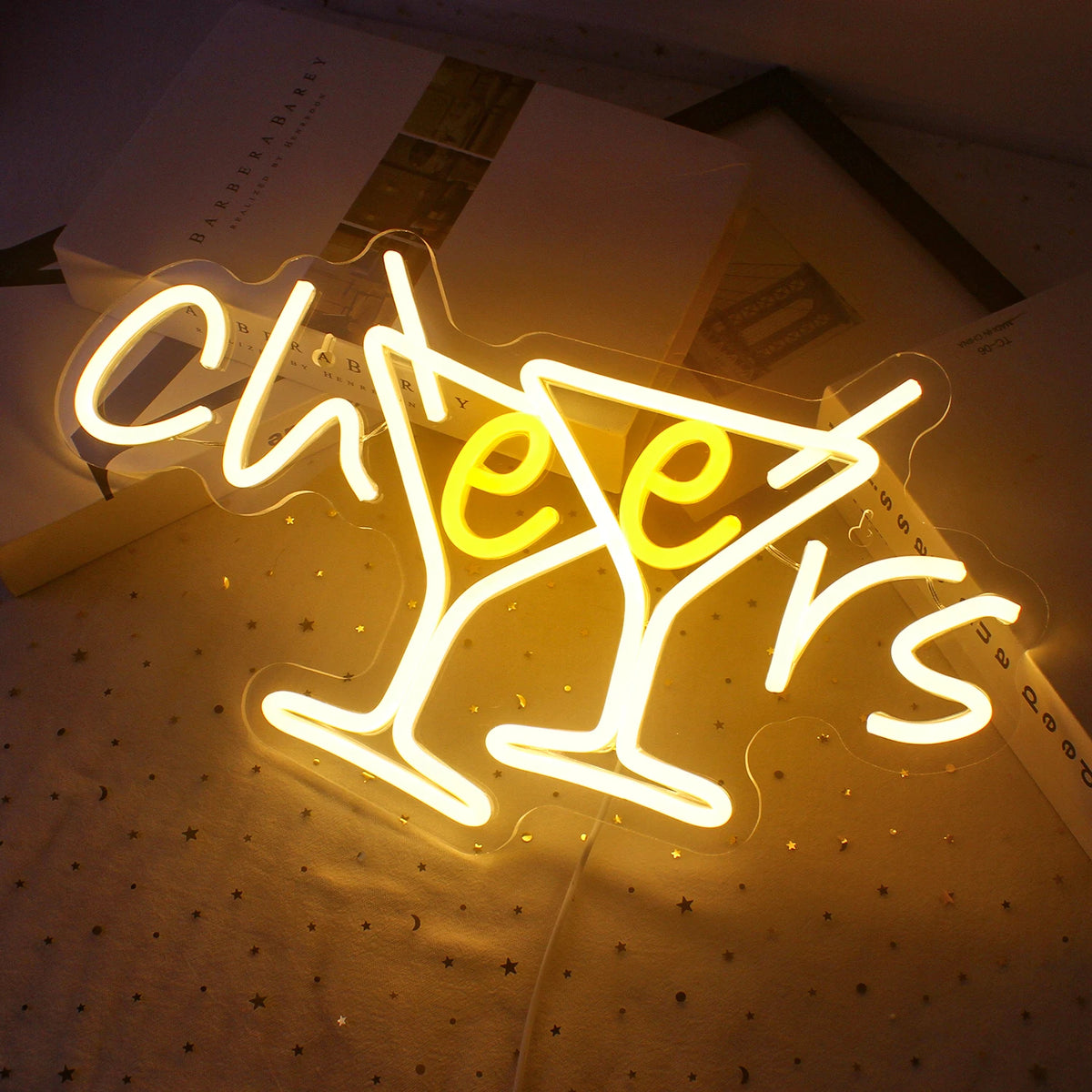 Cheers – Skålande cocktailglas – LED-neonskylt (5 V USB)