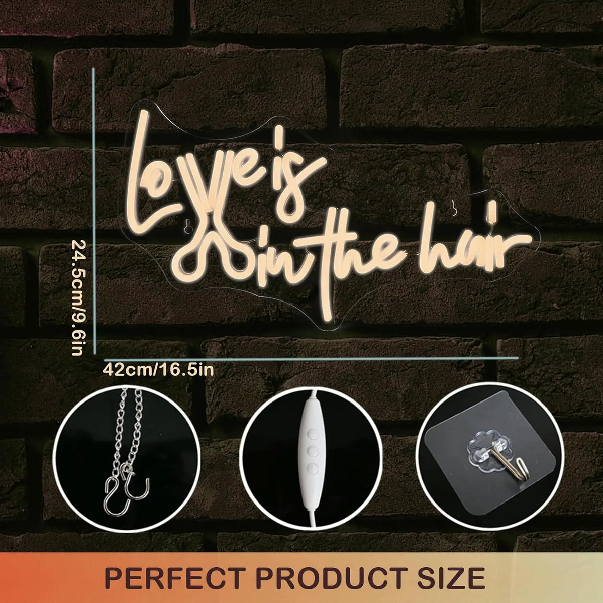 Love is in the hair – Sax integrerad i texten – LED-ljusskylt (5 V USB)