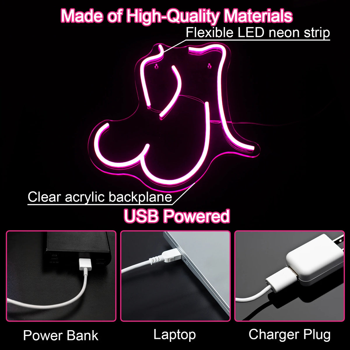Kvinnosilhuett – LED-neonskylt (5 V USB)