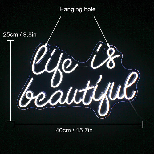 Life is Beautiful – LED-neonskylt (5 V USB)