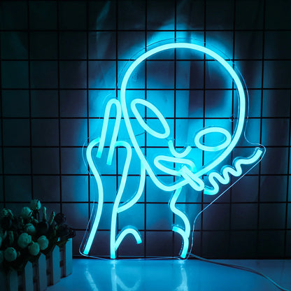 Rökande Alien 5V USB LED Ljusskylt - Prisvärd