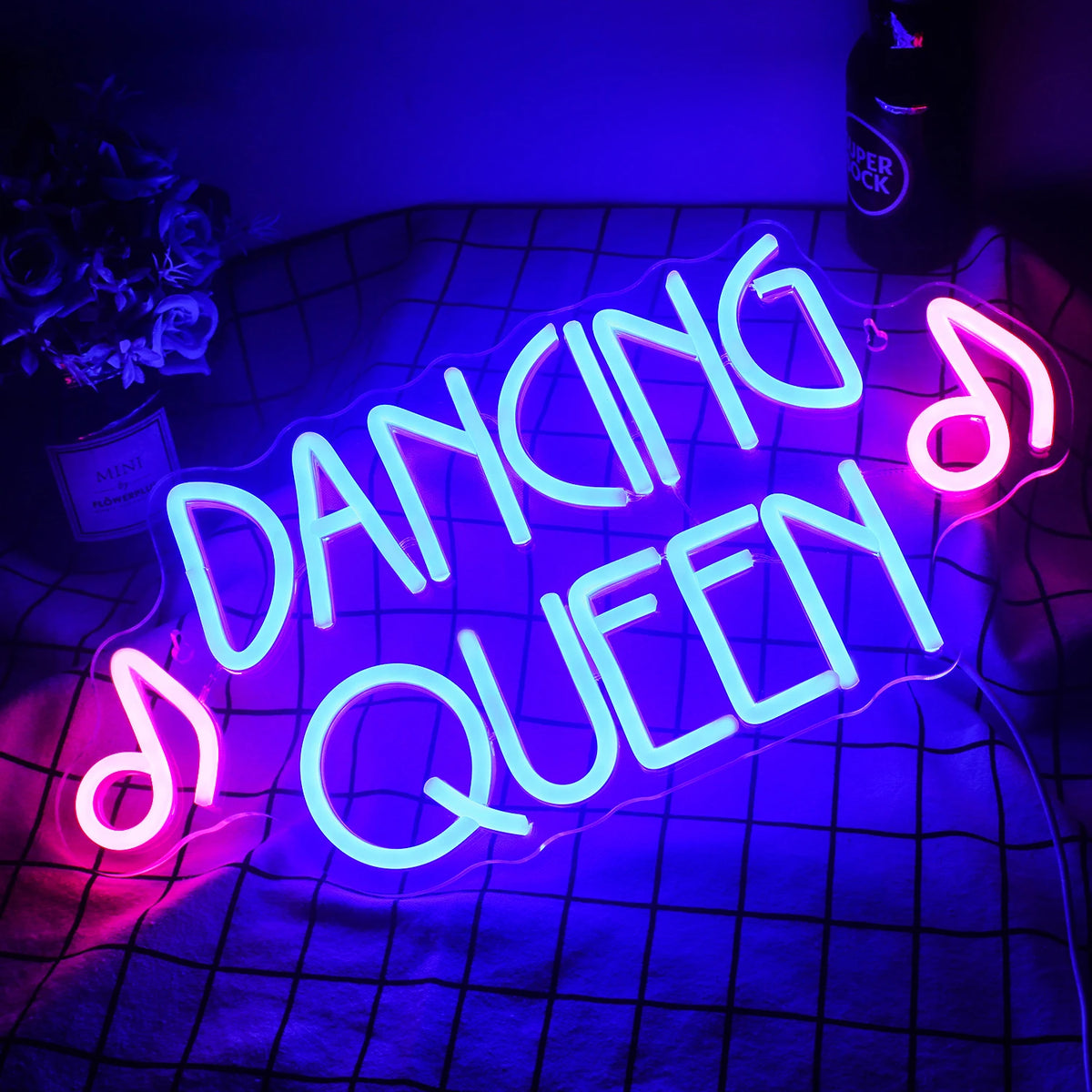 DANCING QUEEN – Musiknoter – LED-neonskylt (5 V USB)