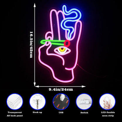 Rökande Handöga 5V USB LED Ljusskylt - Prisvärd