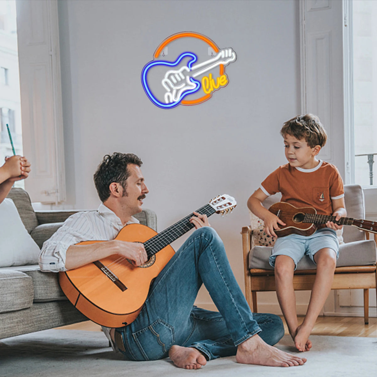 Live – Elgitarr – LED-neonskylt (5 V USB)