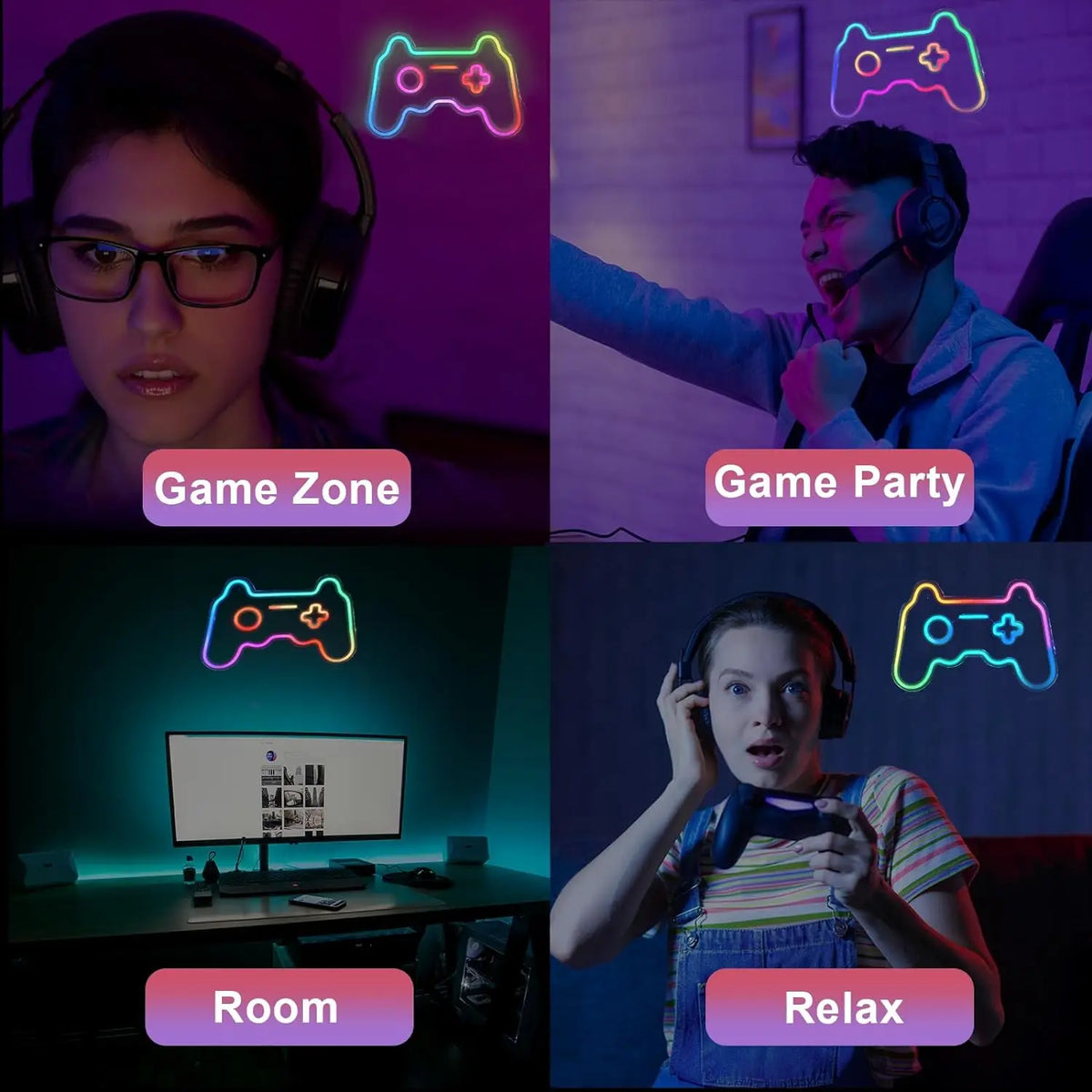 Spelmotiv – LED-neonskylt (5 V USB)