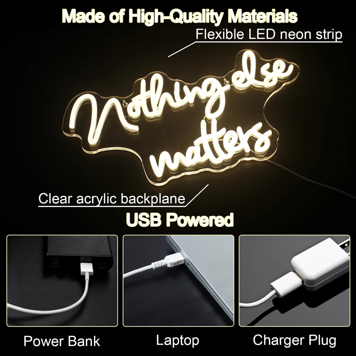 Nothing Else Matters – LED-neonskylt (5 V USB)